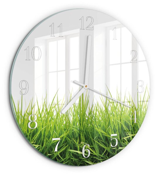 Skleněné hodiny na stěnu Tráva zsob-fi30-00081063