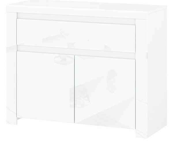 Komoda Leona 2D1S (bílá lesklá). Akce -23%