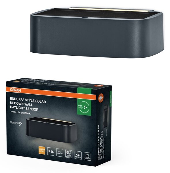 Solární nástěnné svítidlo ENDURA Style Solar Daylight Updown, IP65, Tmavě šedé