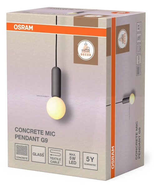 Betonové závěsné svítidlo Concrete Mic, 1x G9, Tmavě šedé