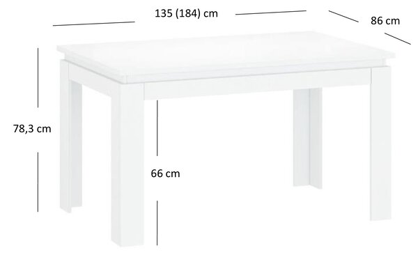 Rozkládací jídelní stůl Leona (bílá) (pro 4 až 6 osob)