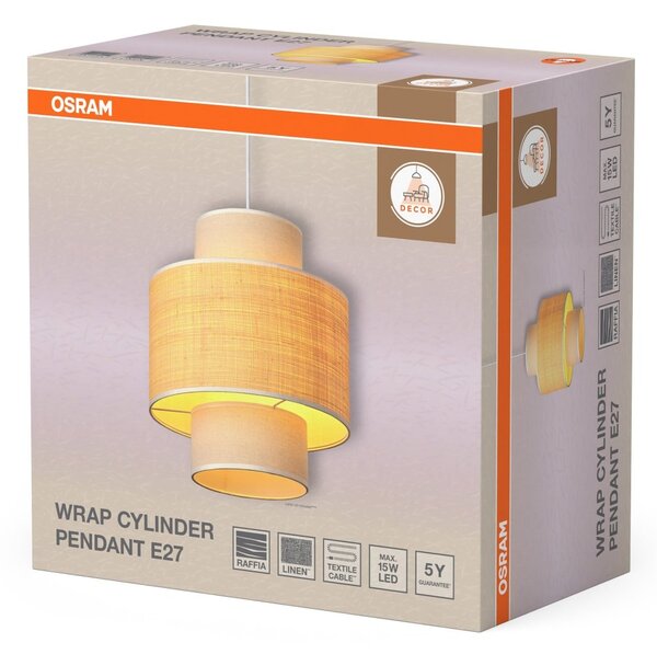 Závěsné svítidlo Wrap Cylinder, 1x E27, Béžové