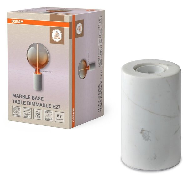 Stolní lampa Marble Base, Stmívatelná, 1x E27, Bílá
