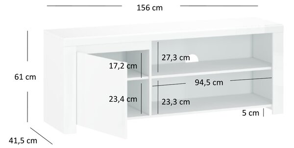 TV stolek/skříňka Leona (bílá lesklá). Akce -22%