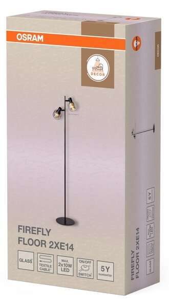 Stojací lampa Firefly, 2x E14, Černá