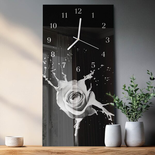 Skleněné hodiny vertikální Růže zsppb-30x60-00057578