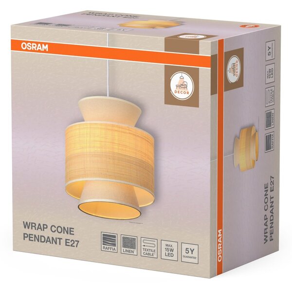Závěsné svítidlo Wrap Cone, 1x E27, Béžové