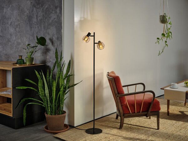 Stojací lampa Firefly, 2x E14, Černá