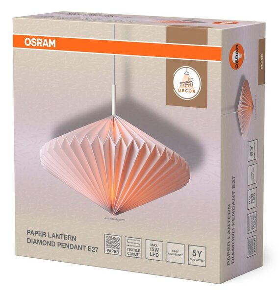 Papírové závěsné svítidlo Paper Lantern Diamond, 1x E27, Bílé