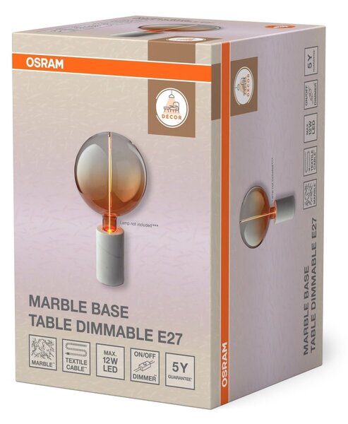Stolní lampa Marble Base, Stmívatelná, 1x E27, Bílá