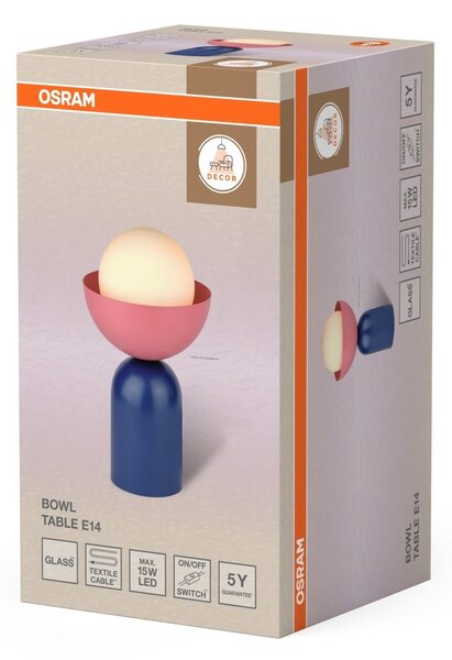 Stolní lampa Bowl, 1x E14, Modrá