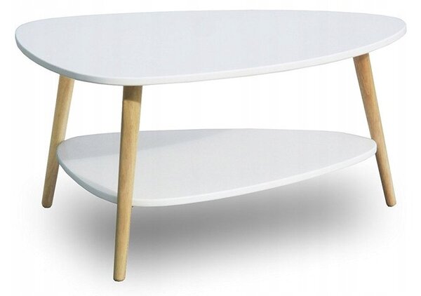 Konferenční stolek ModernHome Oválný 90 x 67 x 45 cm Bílá