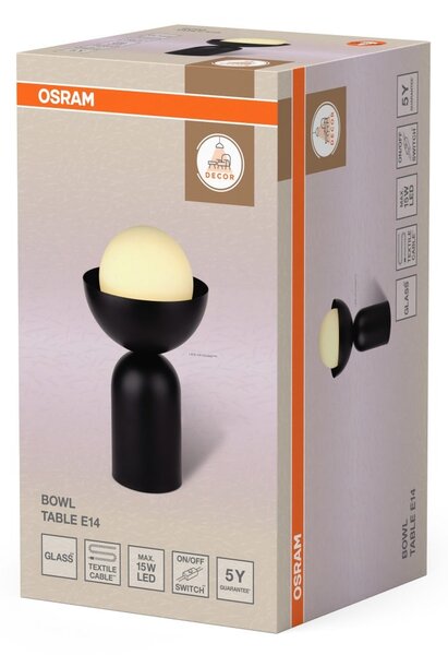 Stolní lampa Bowl, 1x E14, Černá