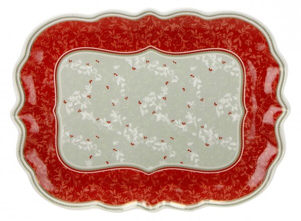 Tác na cukroví 33 cm Connubio BRANDANI (barva - porcelán, šedá/červená)