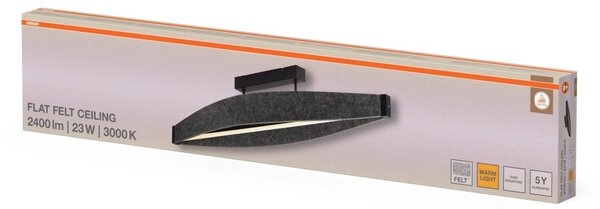 Filcové stropní svítidlo Flat Felt, 23W, Teplá bílá