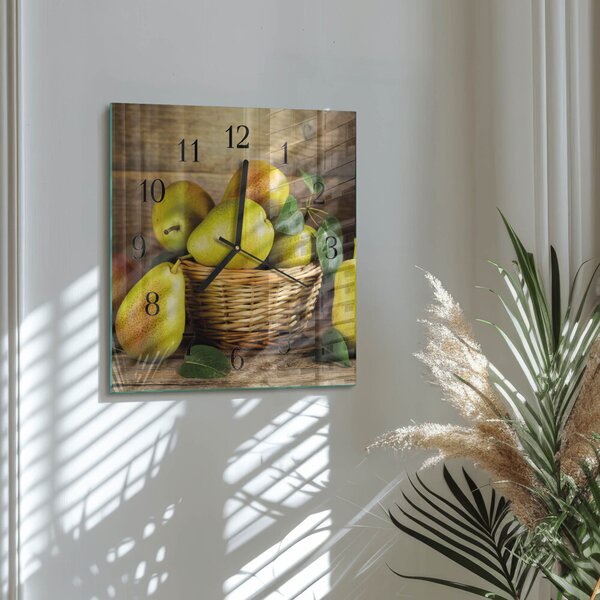 Skleněné hodiny na stěnu Hrušky zskc-30x30-00179840