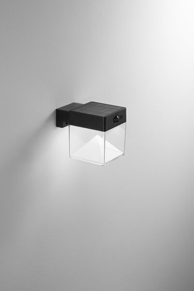 FAN LED-GIZAH-Q Nástěnné svítidlo Gizah čtvercové, LED 500 lm, 4000 K, se solárním panelem a senzorem, IP54 - FANEUROPE