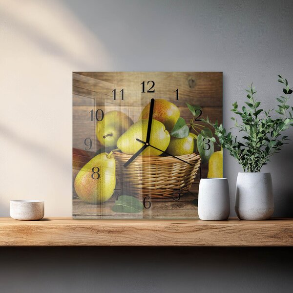 Skleněné hodiny na stěnu Hrušky zskc-30x30-00179840