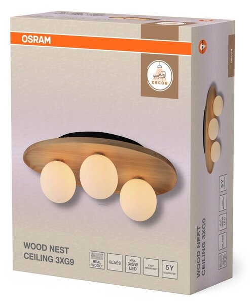 Stropní svítidlo Wood Nest, 1x G9, Hnědé