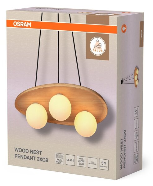 Závěsné svítidlo Wood Nest, 1x G9, Hnědé