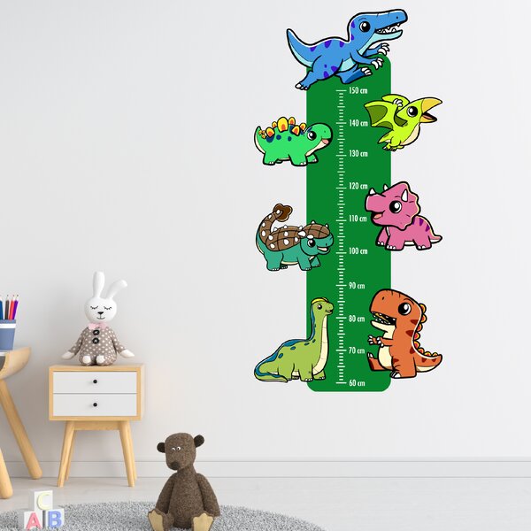 PIPPER. Textilní samolepka na zeď  "Dětský metr - Dinosauři"
