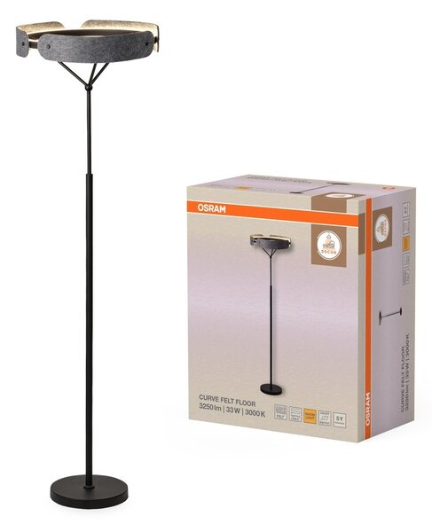 Filcová stojací lampa Curve Felt, 33W, Teplá bílá