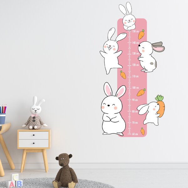 PIPPER. Textilní samolepka na zeď  "Dětský metr - Zajíčci"