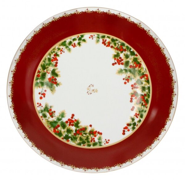 Talíř/tác na cukroví porcelánový 30,5cm LE BACCHE BRANDANI (barva - porcelán, bílá/červená/zelená)
