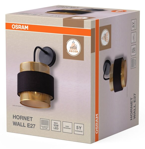 Nástěnné svítidlo Hornet, 1x E27, Černé