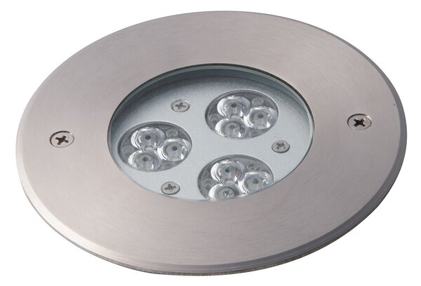 FAN LED-IRIDE-R12 Pochozí venkovní LED svítidlo IRIDE DC12/24V stříbrná, hliník, 9x1 W, RGB, stmívatelné, IP67, 12,5 x 6,6 cm - FANEUROPE