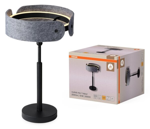 Filcová stolní lampa Curve Felt, 19W, Teplá bílá