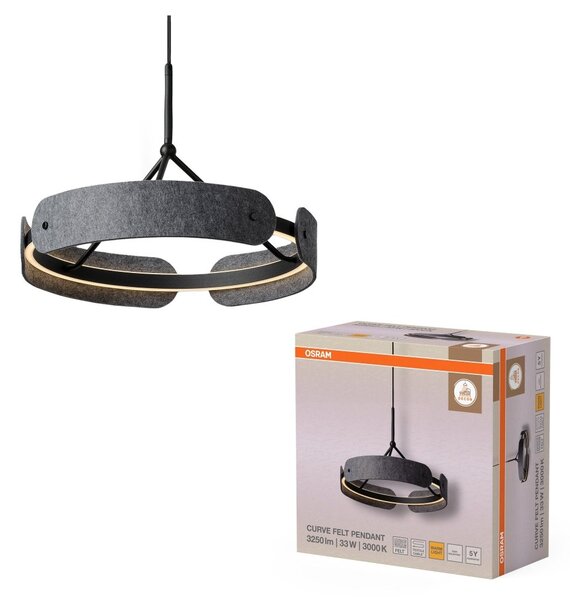 Filcové závěsné svítidlo Curve Felt, 33W, Teplá bílá