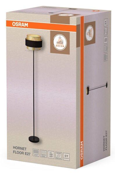 Stojací lampa Hornet, 1x E27, Černá