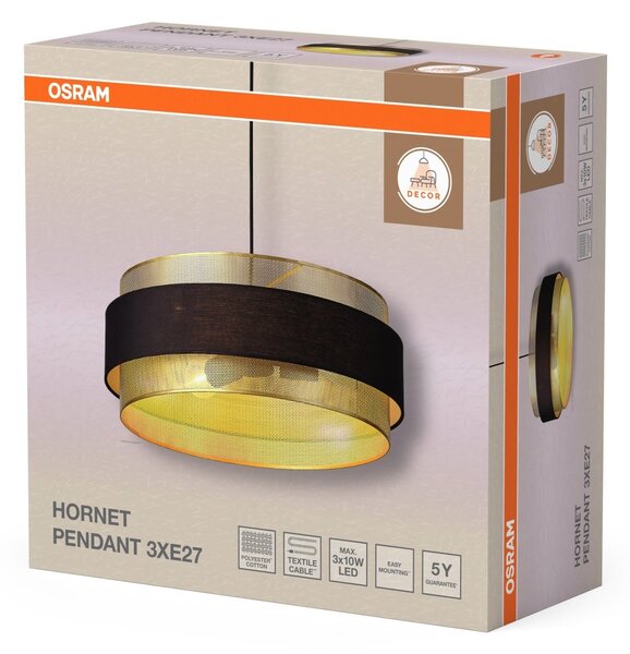 Závěsné svítidlo Hornet, 3x E27, Černé