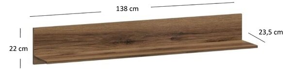 Polička 140 cm Marni (dub dělano tmavý). Akce -21%