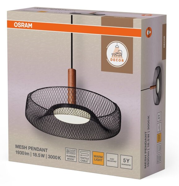 Mřížkované závěsné svítidlo Mesh, 18.5W, Teplá bílá, Černé