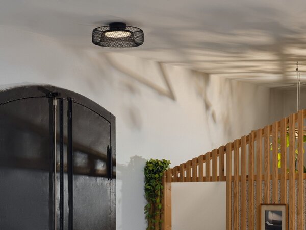 Mřížkované stropní svítidlo Mesh, 18.5W, Teplá bílá, Černé