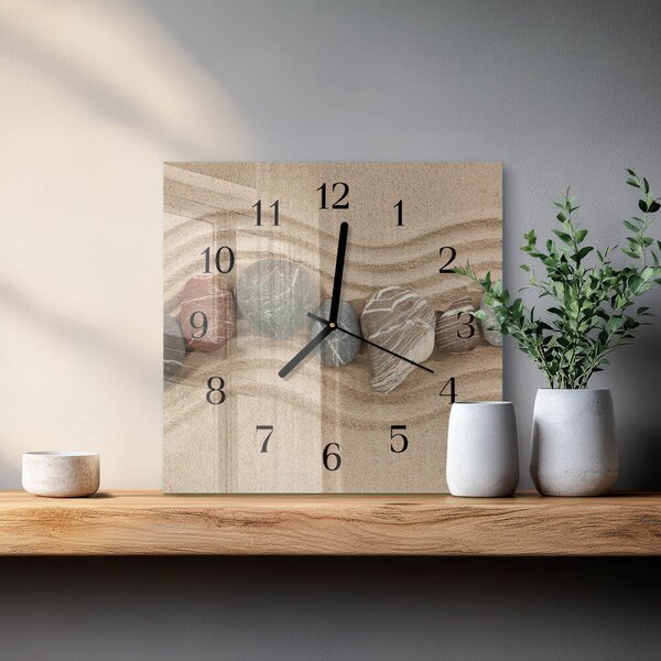 Skleněné hodiny na stěnu Kameny Písek zskc-30x30-00176969