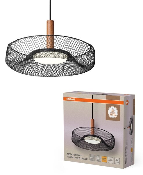 Mřížkované závěsné svítidlo Mesh, 18.5W, Teplá bílá, Černé