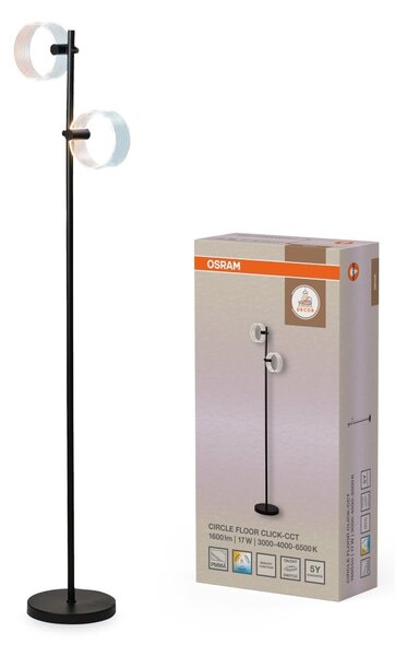 Stojací lampa Circle, 17W, Nastavitelná bílá (ClickCCT), Černá