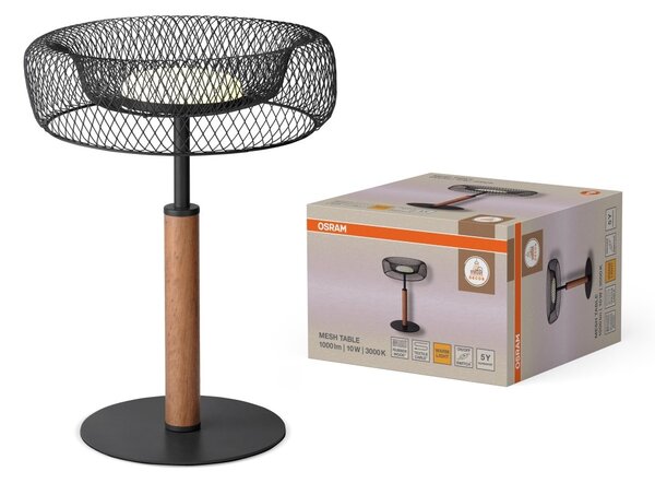 Mřížkovaná stolní lampa Mesh, 10W, Teplá bílá, Černá