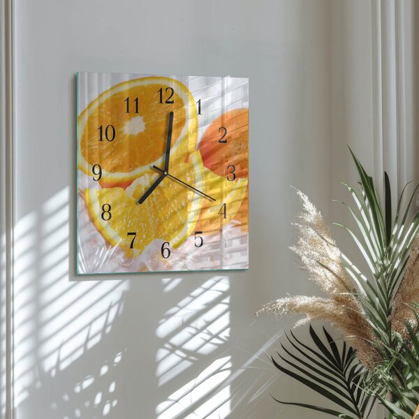 Skleněné hodiny na stěnu Pomeranče zskc-30x30-00181103