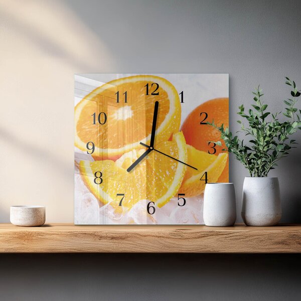 Skleněné hodiny na stěnu Pomeranče zskc-30x30-00181103
