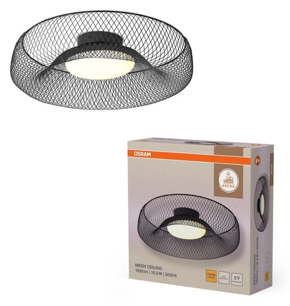 Mřížkované stropní svítidlo Mesh, 18.5W, Teplá bílá, Černé