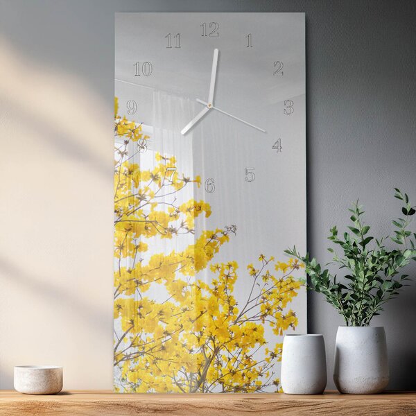 Skleněné hodiny vertikální Kvetoucí strom zsppb-30x60-00081865