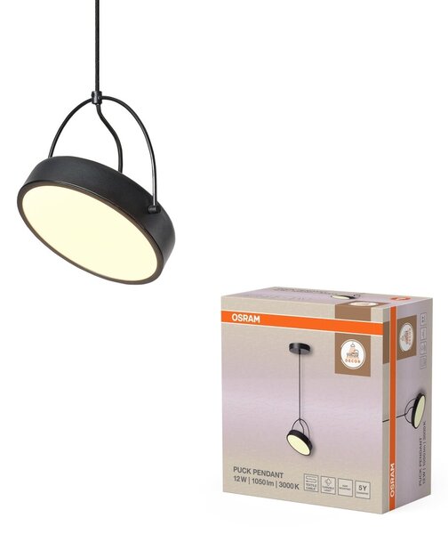 Závěsné svítidlo Puck (1 svítidlo), 12W, Teplá bílá, Černé