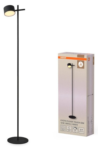 Stojací lampa Kyoto, 12W, Teplá bílá, Dotykové stmívání, Černá