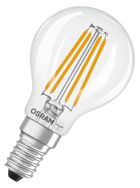 LED žárovka Classic P 40 Filament DIM, Třída B, 2.5W, Teplá bílá, Čirá, E14