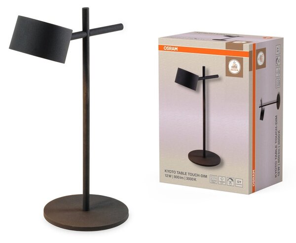 Stolní lampa Kyoto, 12W, Teplá bílá, Dotykové stmívání, Černá