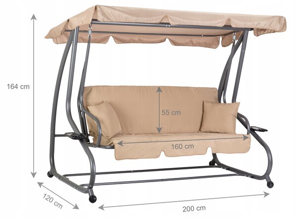 Zahradní houpačka MultiGarden G2025-B BEIGE 110x160 cm béžová